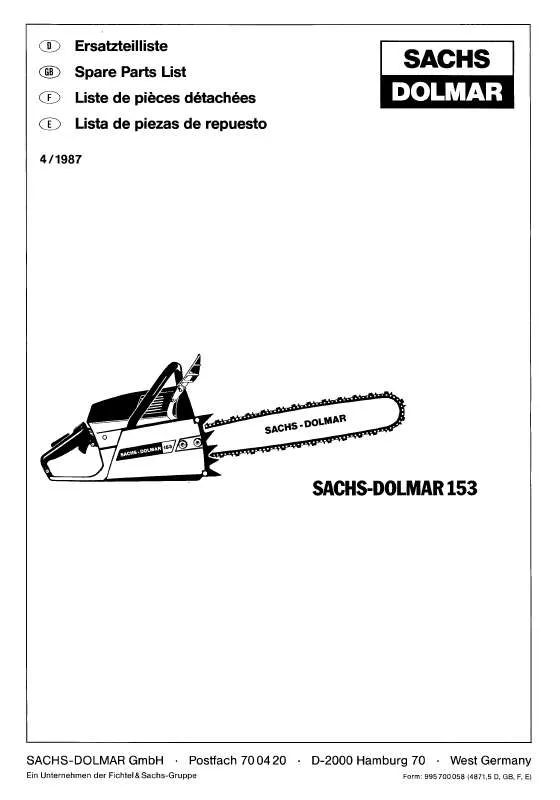 Mode d'emploi DOLMAR SACHS-DOLMAR 153