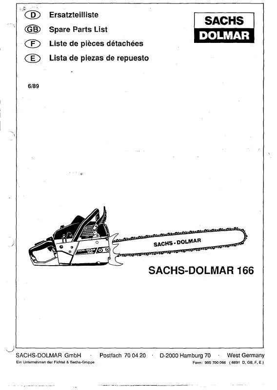 Mode d'emploi DOLMAR SACHS-DOLMAR 166