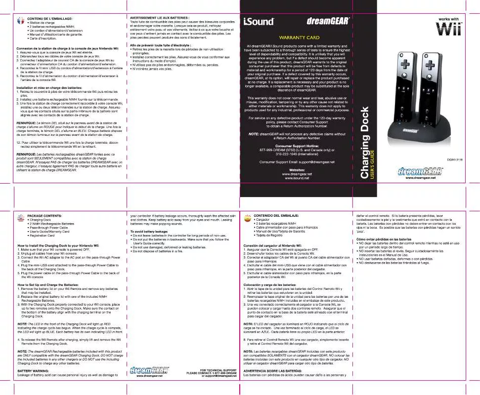 Mode d'emploi DREAMGEAR CHARGING DOCK