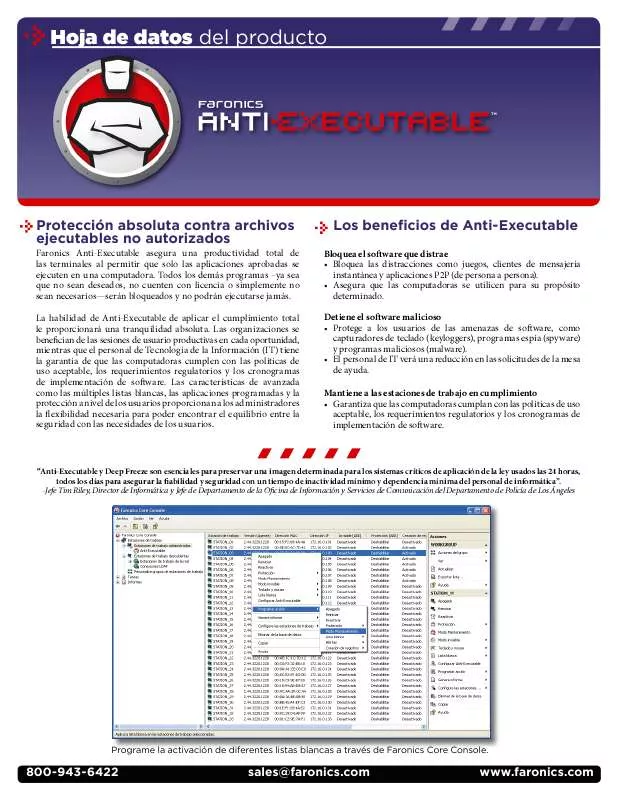 Mode d'emploi FARONICS ANTI-EXECUTABLE