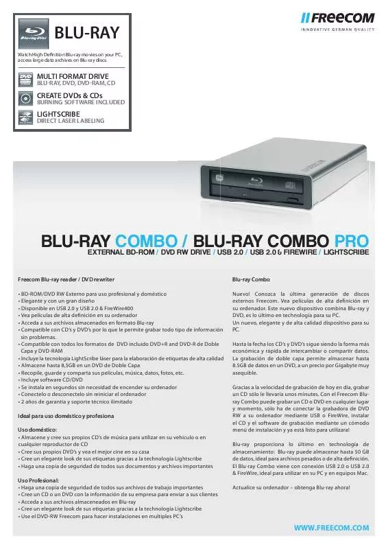 Mode d'emploi FREECOM BLU-RAY COMBO PRO