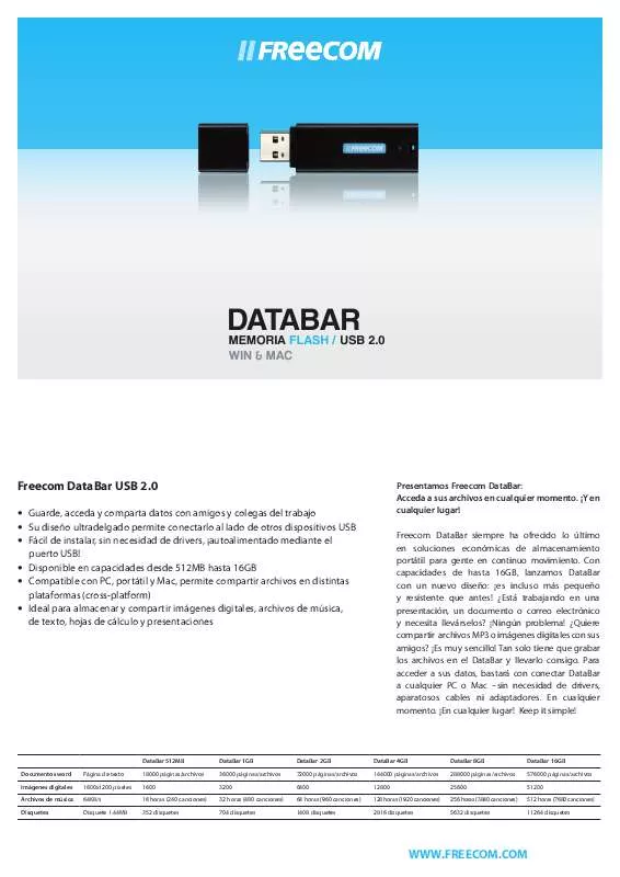 Mode d'emploi FREECOM DATABAR MEMORIA FLASH-USB 2.0