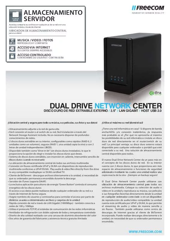 Mode d'emploi FREECOM DUAL DRIVE NETWORK CENTER