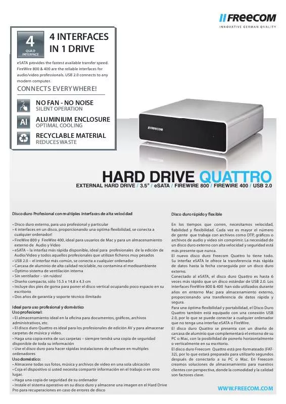 Mode d'emploi FREECOM HARD DRIVE QUATTRO