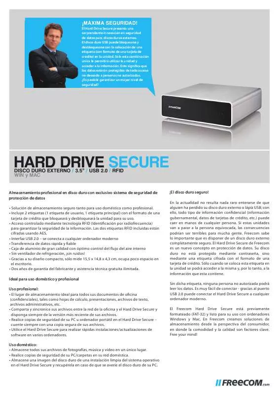 Mode d'emploi FREECOM HARD DRIVE SECURE