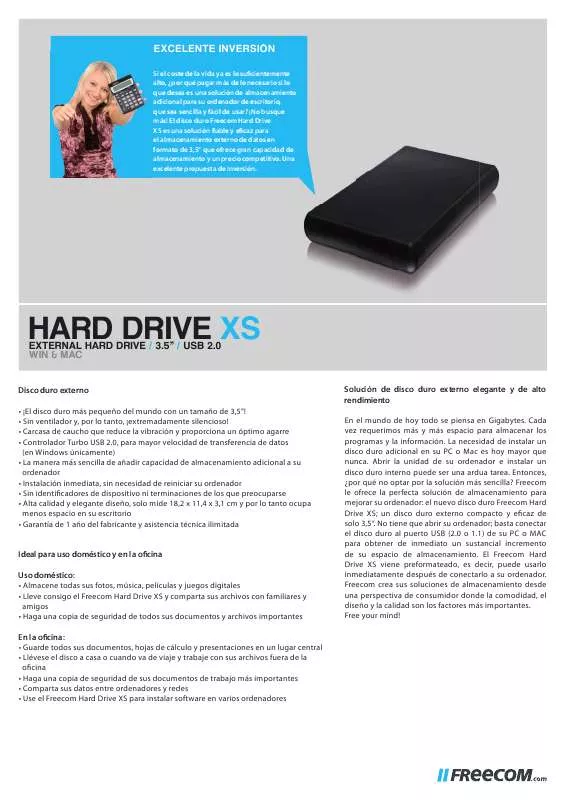 Mode d'emploi FREECOM HARD DRIVE XS