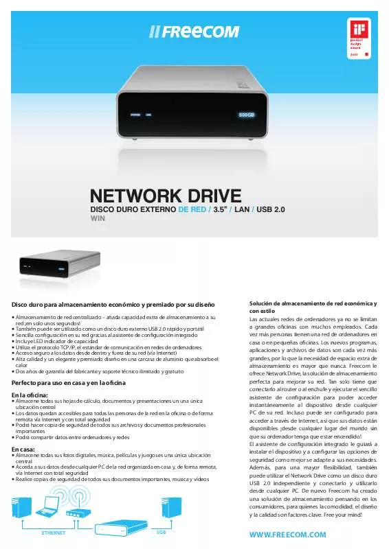 Mode d'emploi FREECOM NETWORK DRIVE