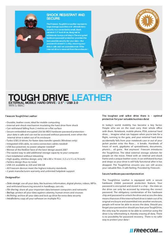 Mode d'emploi FREECOM TOUGHDRIVE LEATHER