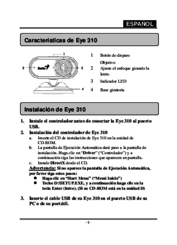 Mode d'emploi GENIUS EYE 310