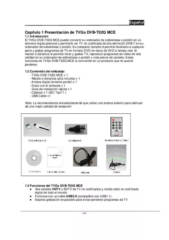 Mode d'emploi GENIUS TVGO DVB-T02Q MCE