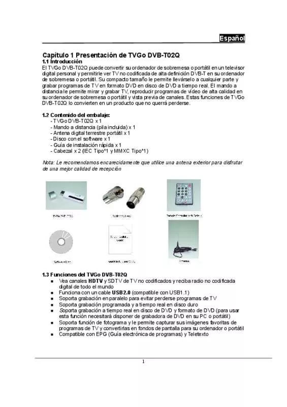 Mode d'emploi GENIUS TVGO DVB-T02Q