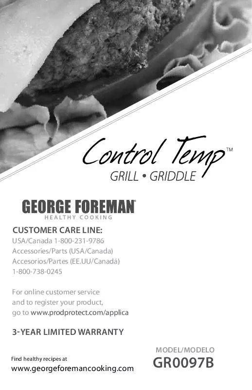 Mode d'emploi GEORGE FOREMAN GR0097B