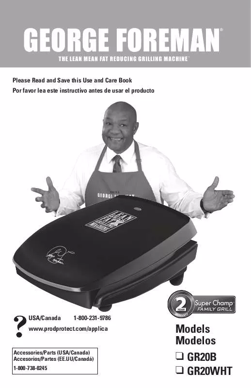 Mode d'emploi GEORGE FOREMAN GR20WHT