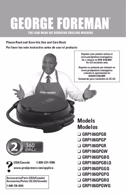 Mode d'emploi GEORGE FOREMAN GRP106QPGR