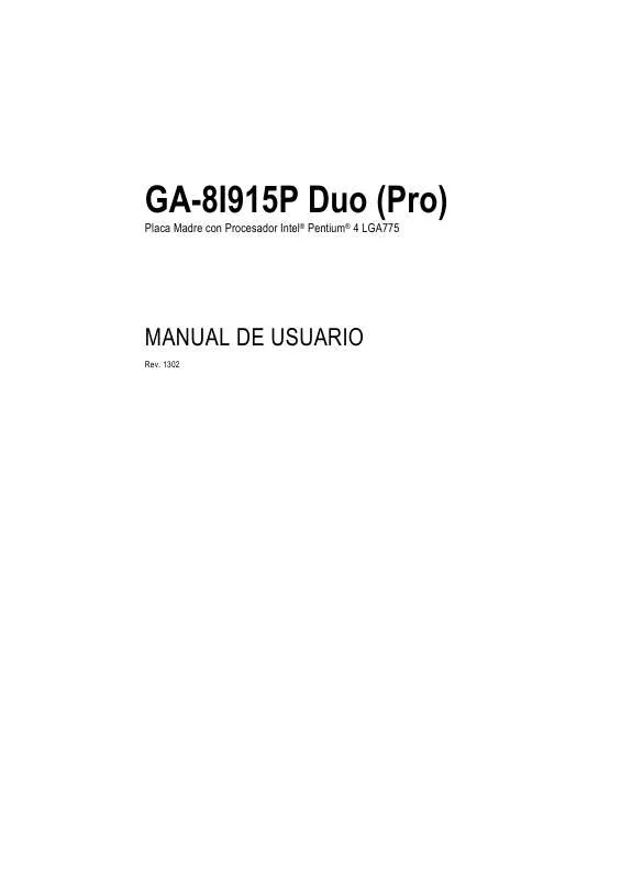 Mode d'emploi GIGABYTE GA-8I915P DUO PRO