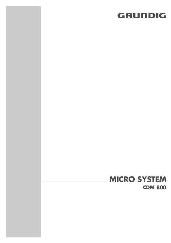 Mode d'emploi GRUNDIG CDM 800