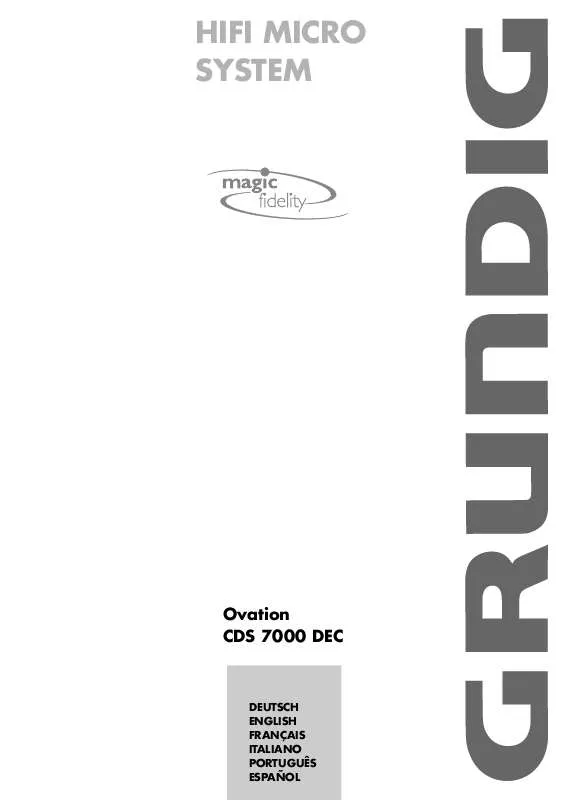 Mode d'emploi GRUNDIG OVATION CDS 7000 DEC