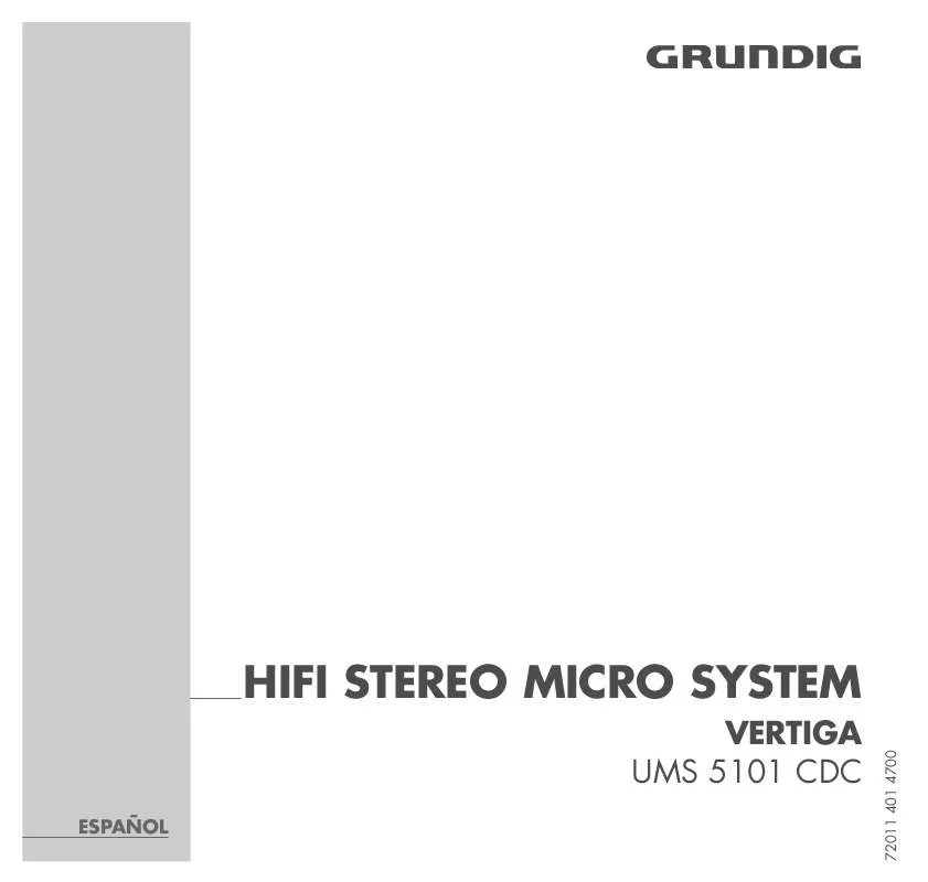 Mode d'emploi GRUNDIG VERTIGA UMS 5101 CDC