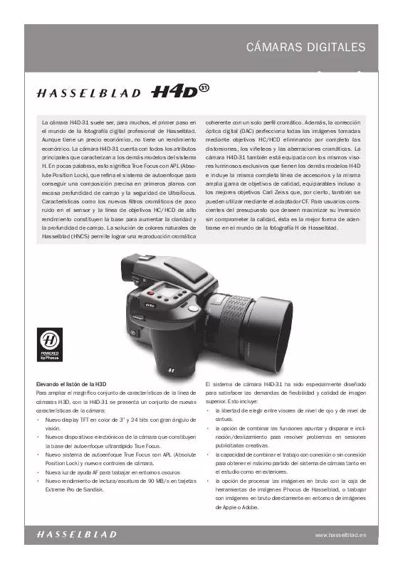 Mode d'emploi HASSELBLAD H4D-31