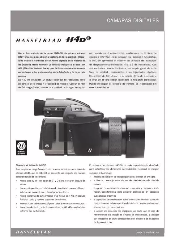 Mode d'emploi HASSELBLAD H4D-50