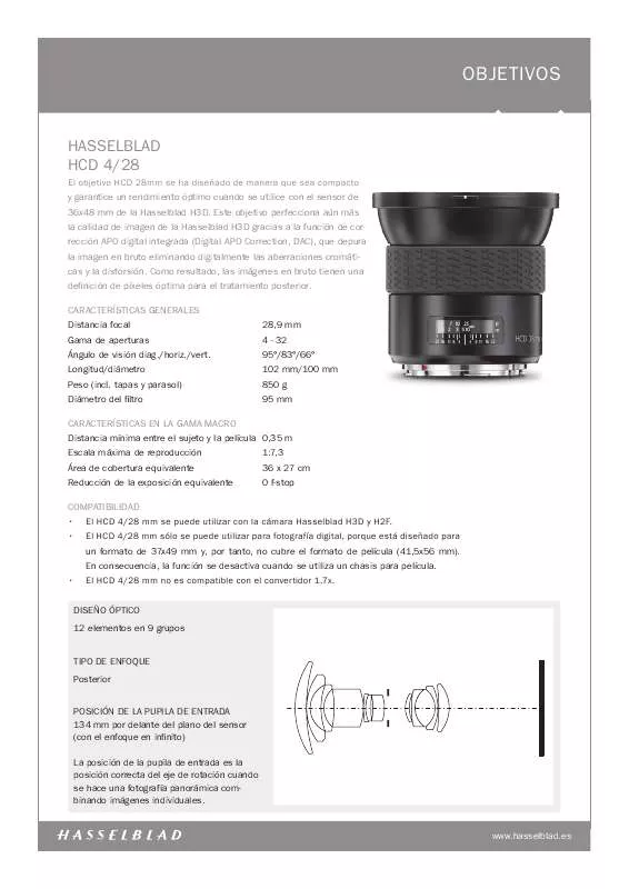 Mode d'emploi HASSELBLAD HCD 4-28