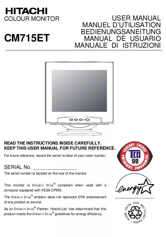 Mode d'emploi HITACHI CM715ET