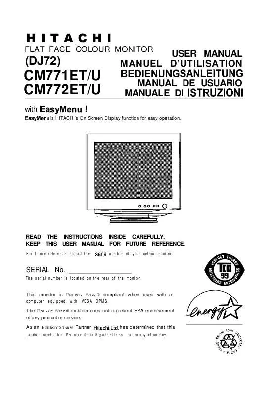 Mode d'emploi HITACHI CM771ET