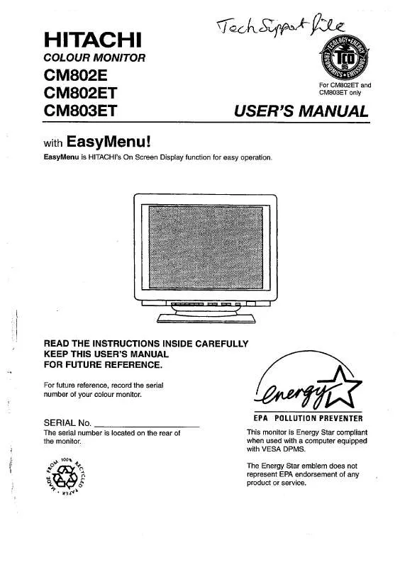 Mode d'emploi HITACHI CM802E