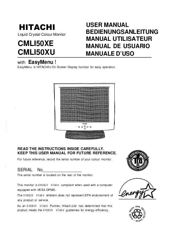 Mode d'emploi HITACHI CML150XE