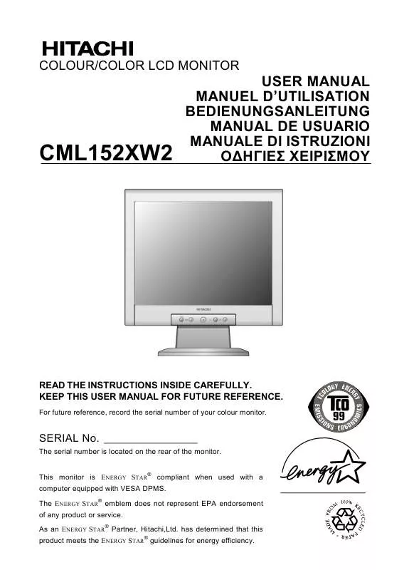 Mode d'emploi HITACHI CML152XW2