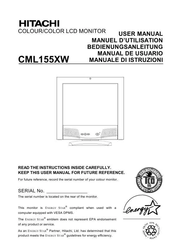 Mode d'emploi HITACHI CML155XW