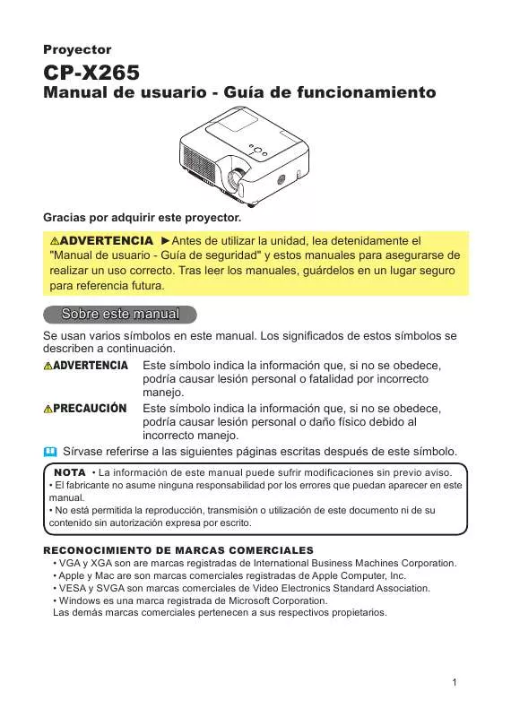 Mode d'emploi HITACHI CP-X265WF