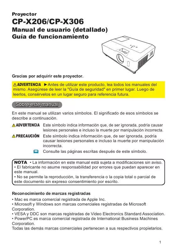 Mode d'emploi HITACHI CP-X306WF