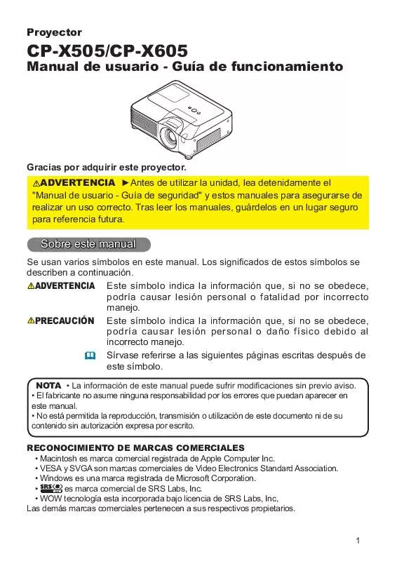 Mode d'emploi HITACHI CP-X505W