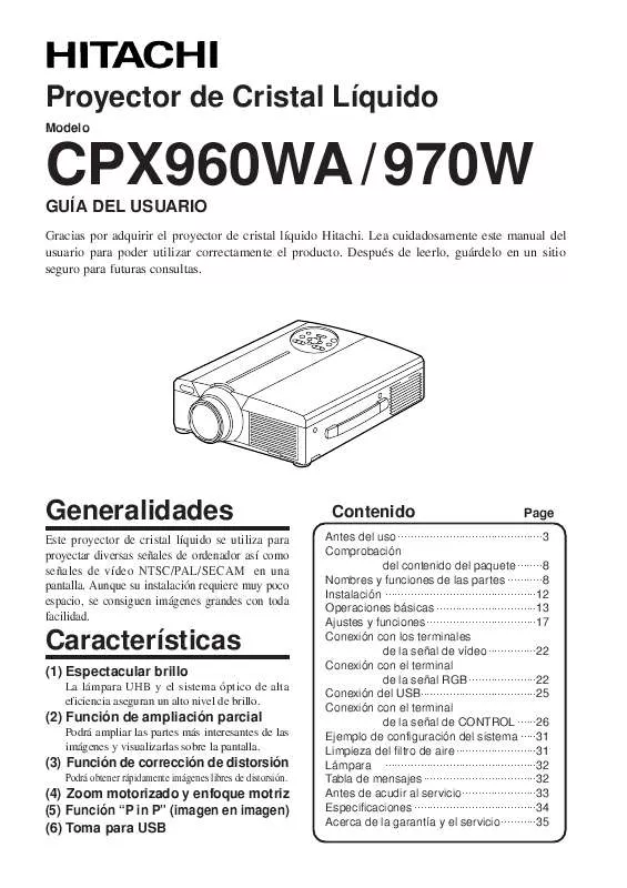 Mode d'emploi HITACHI CP-X970W