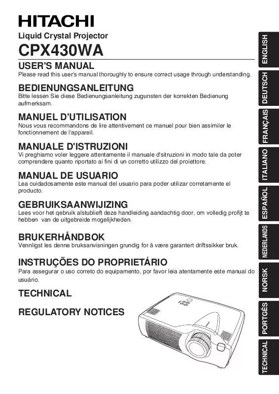 Mode d'emploi HITACHI CPX430WA