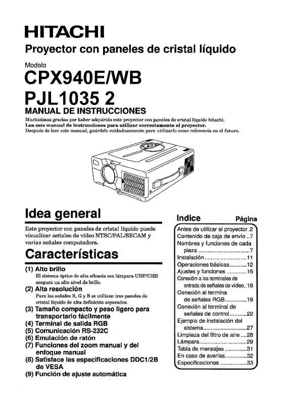 Mode d'emploi HITACHI CPX940E