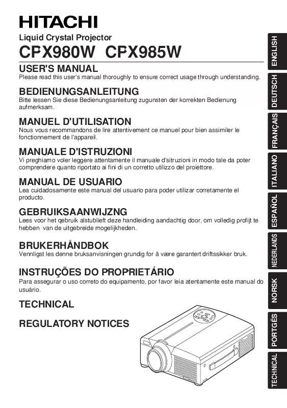 Mode d'emploi HITACHI CPX985W