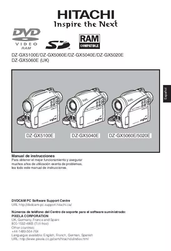 Mode d'emploi HITACHI DZ-GX5060E(UK)