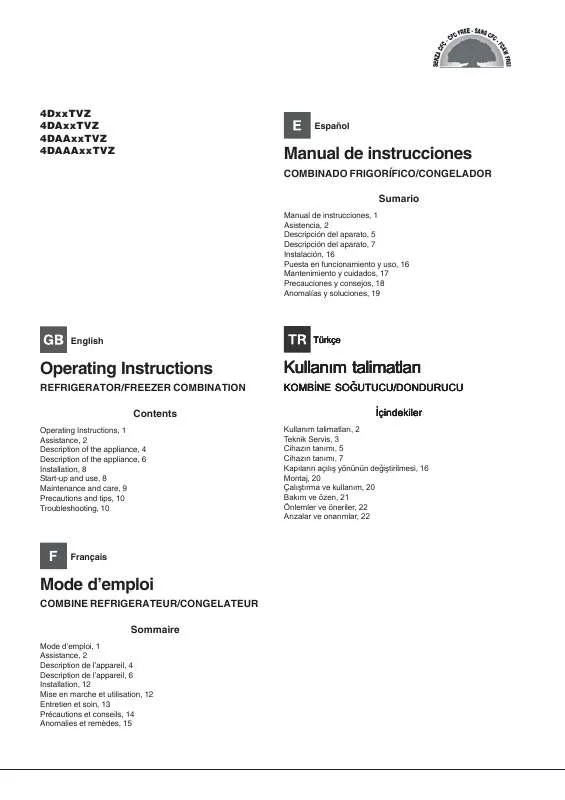 Mode d'emploi HOTPOINT 4D AA B T