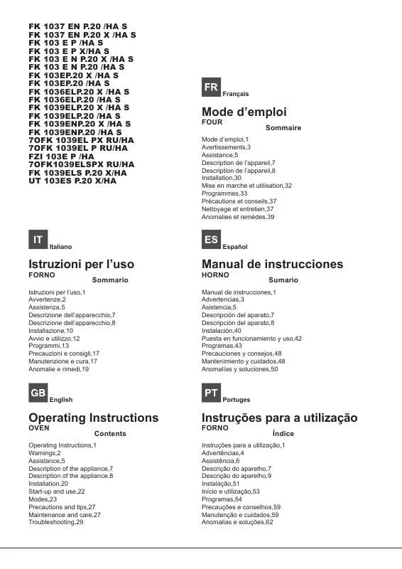 Mode d'emploi HOTPOINT UT 103ES P.20 X/HA