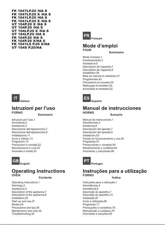 Mode d'emploi HOTPOINT UT 104P.20 X/HA S