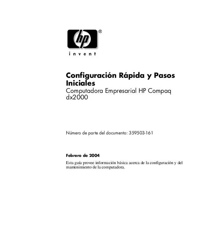 Mode d'emploi HP COMPAQ DX2000 MICROTOWER PC