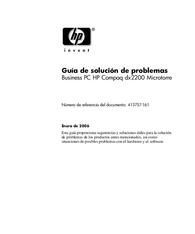 Mode d'emploi HP COMPAQ DX2200 MICROTOWER PC