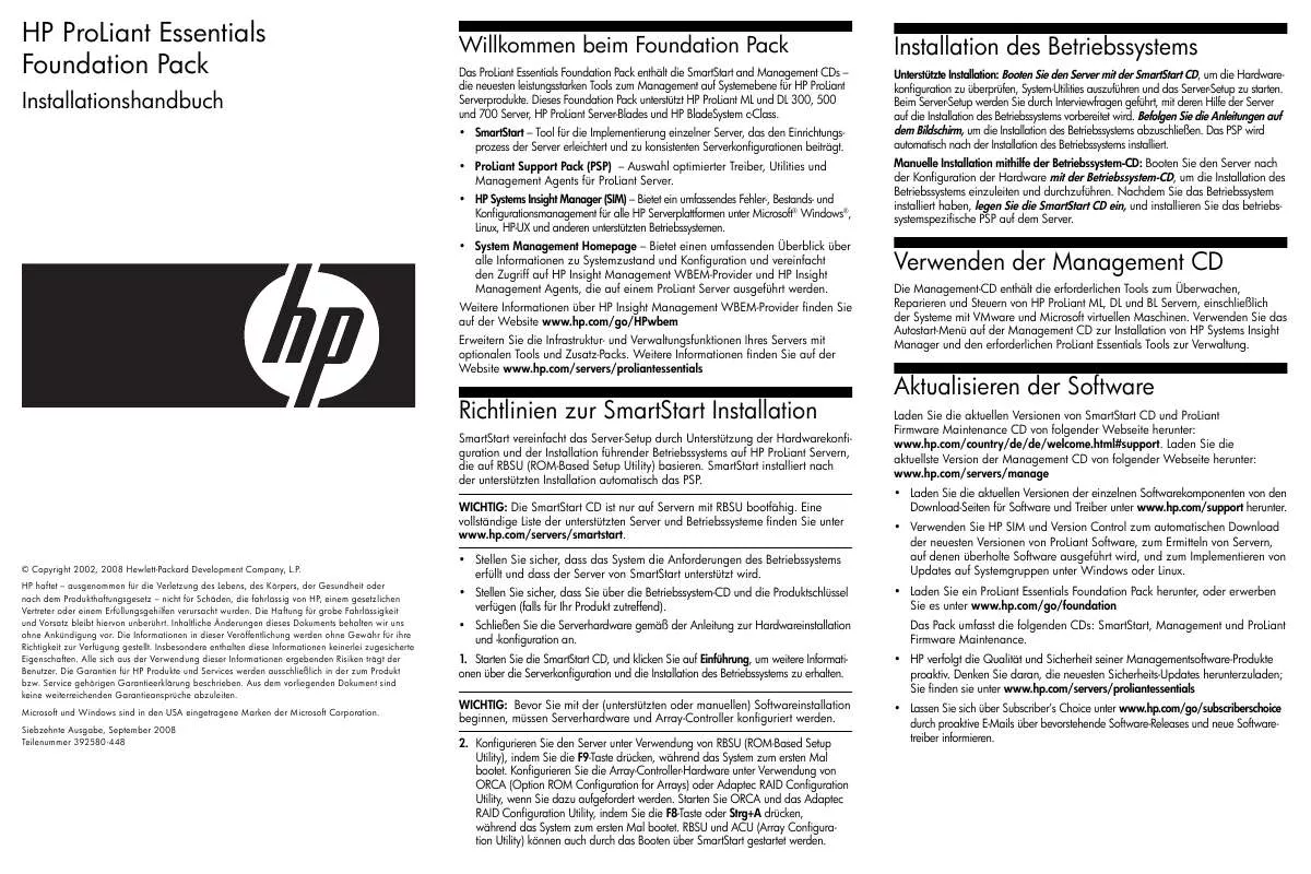 Mode d'emploi HP PROLIANT ML115 G5 SERVER