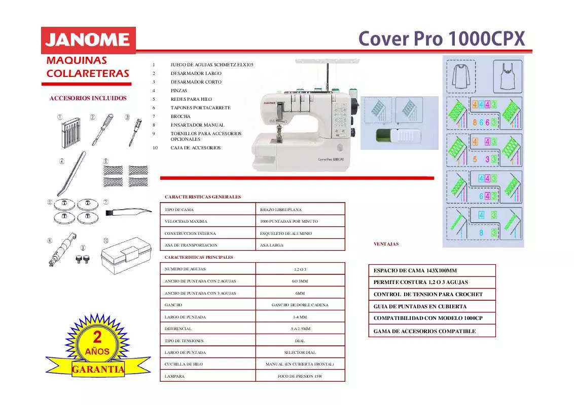 Mode d'emploi JANOME COVER PRO 1000CPX