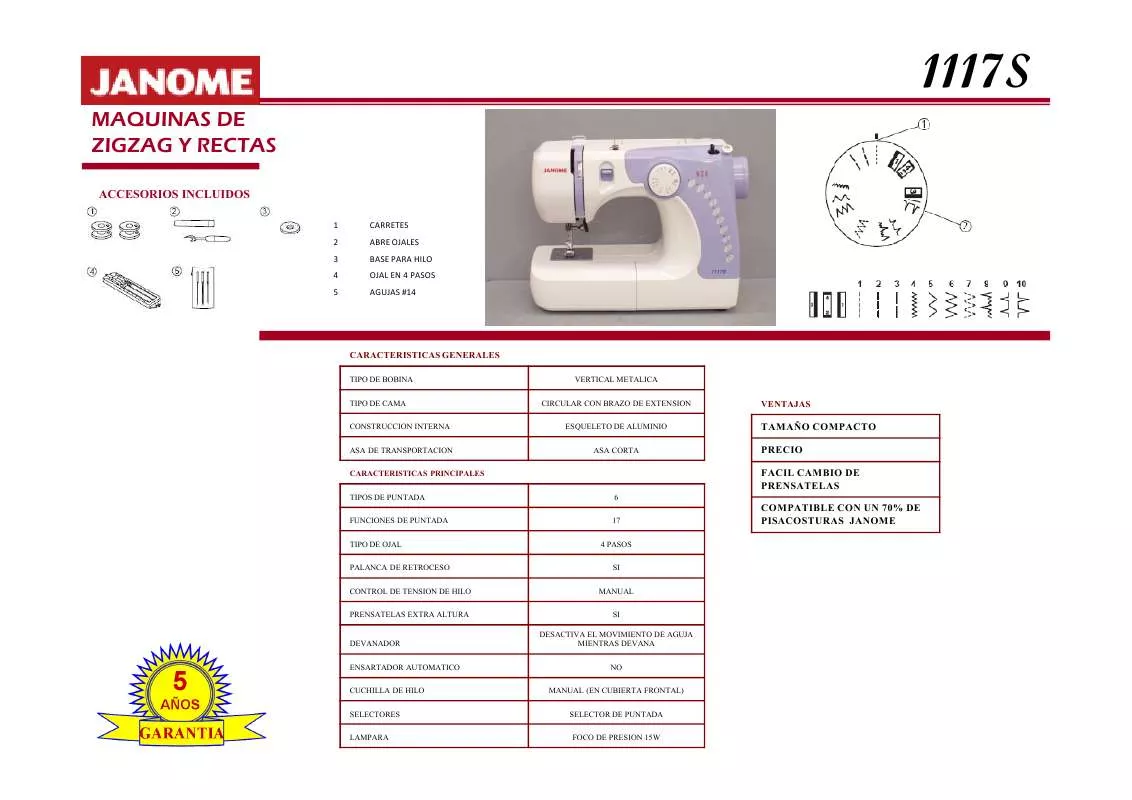 Mode d'emploi JANOME 1117S