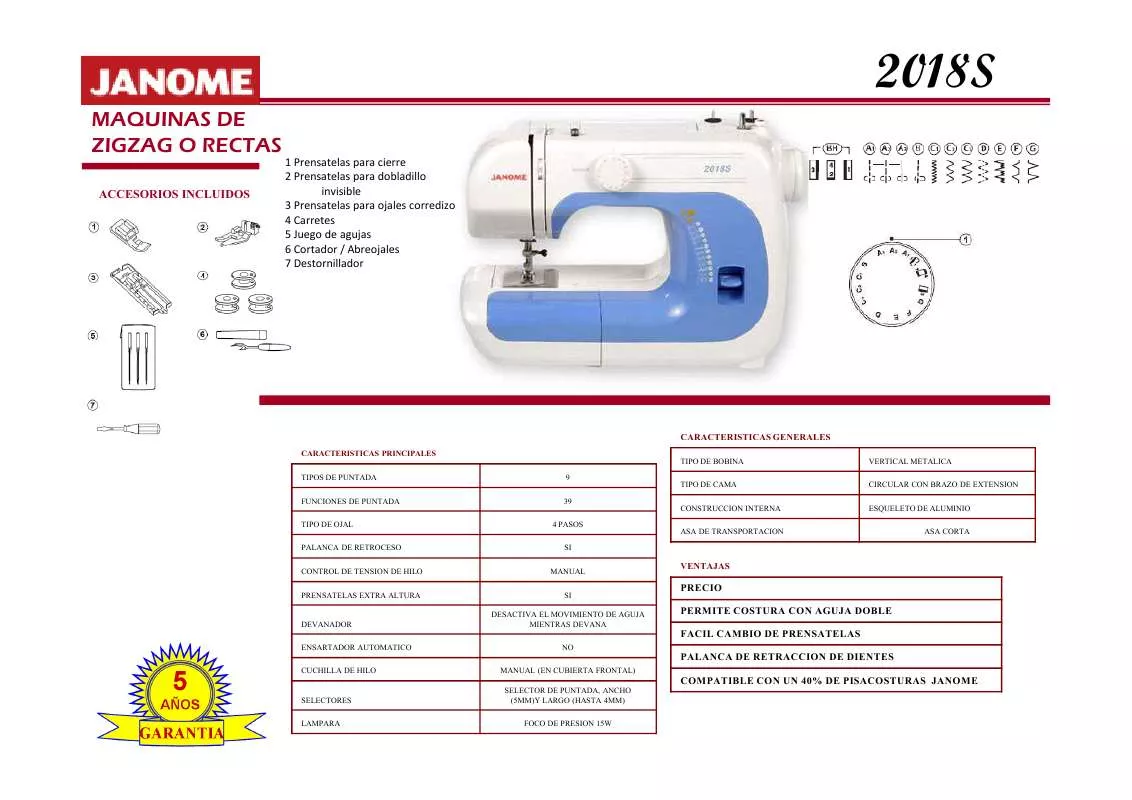 Mode d'emploi JANOME 2018S