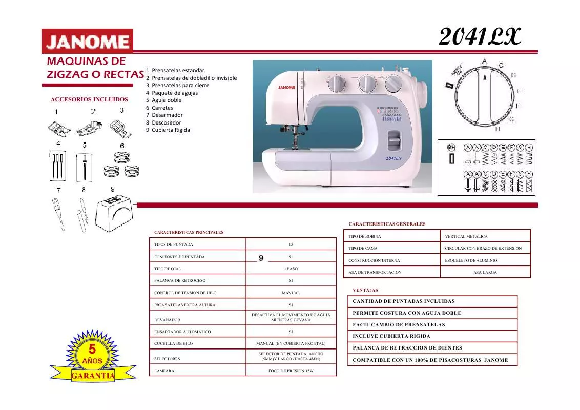 Mode d'emploi JANOME 2041LX