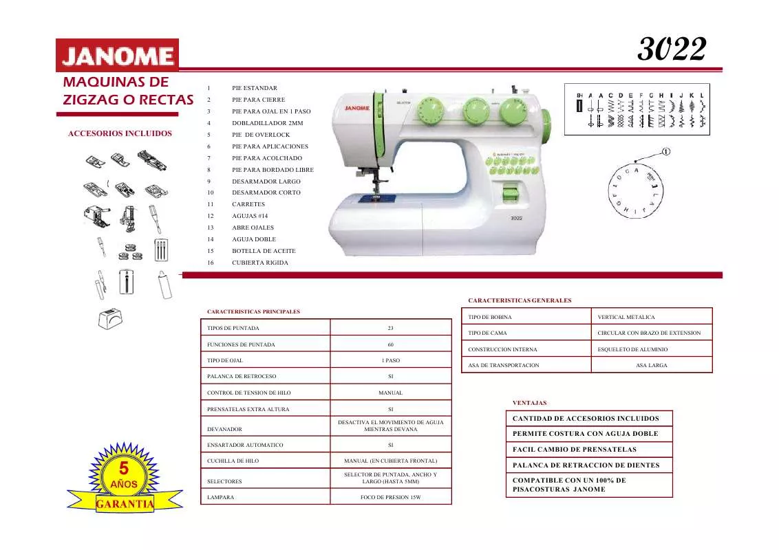 Mode d'emploi JANOME 3022